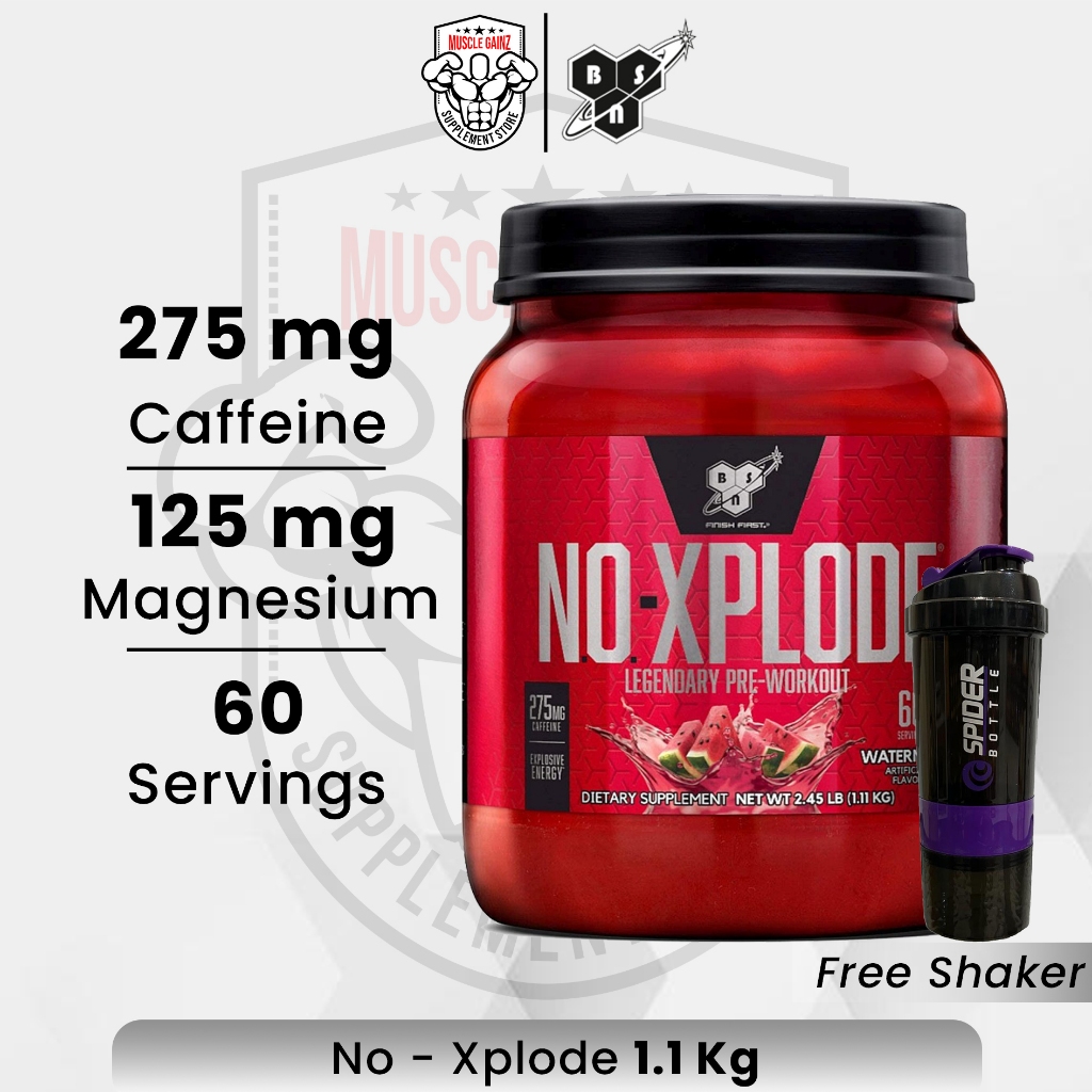 BSN N.O.-XPLODE Pre Workout Supplement with Creatine, Beta-Alanine, and Energy, Fruit Punch, 60 Servings, 2.45 Pound or 1.1 kg (Packaging May Vary)